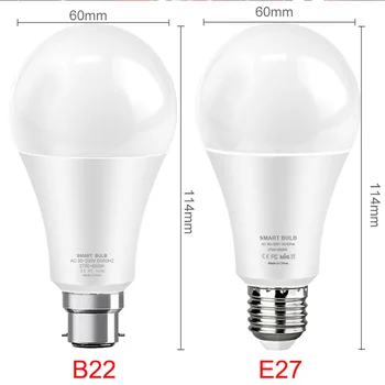 E27 RGB B22 Tuya Smart LED Lemputės Zigbee WiFi lempa 12W 15W Dirbti Su Alexa 