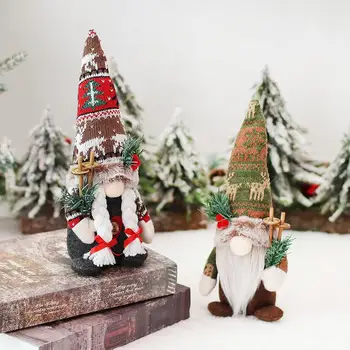 Santa Claus Figūrėlės Apdailos Stovi Kalėdų Senelio Lėlės Lentelės Viršuje Kalėdų Ornamentu Santa Claus Statula Kalėdų Langą Nuotrauka 2