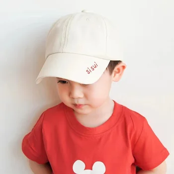 Korėjos Tendencija Vaikai Kepuraičių Asmenybės Paprasta Vientisos Spalvos Kepurė Berniukams, Mergaitėms Atsitiktinis Raidžių Reguliuojama Vaikiška Baby Hats Nuotrauka 2