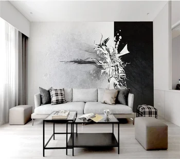 xuesu Individualų 8d tapetai, 3d foto sienos mados stilius Šiaurės juoda ir balta abstraktus modelis, TV foną sienos