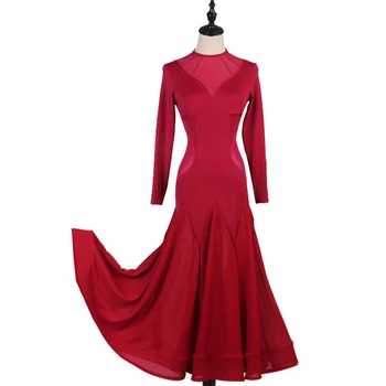 Standartinių Sportinių Šokių Suknelės Lady Elegantiškas Ir Paprastas Valsas, Šokių Sijonas Ilgomis Rankovėmis Pramoginiai Konkurenciją Šokių Suknelė Moterims