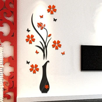 Kabineto lipdukai 3D gėlių Siena lipdukas medžio namų dekoro 