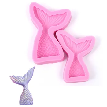 3D Krikštynos Undinėlės Uodega Silikono Formos Slidinėti Minkštas Cupcake Pyragas Dekoravimo Kepimo Įrankiai Muilo Sluoksnį Žuvies Šakutė uodegos