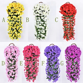 1PC Vestuvių Kabo Gėlių Modeliavimas Vynuogių 4 Žiedlapių Violetinių Dirbtinių Gėlių Namų Dekoro Sodas Nuotrauka 2