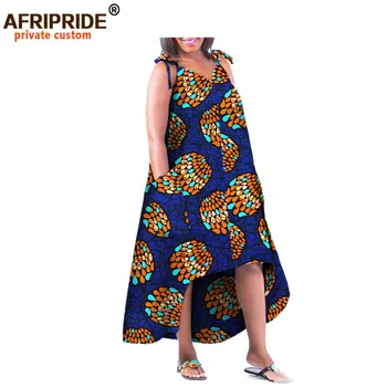 2022 Afrikos Suknelės Moterims Atsitiktinis Suknelė Individualų V-kaklo Kulkšnies ilgis Spageti Dirželis Medvilnės Suknelė Moterims A1825010