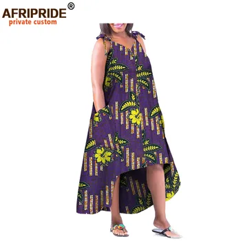 2022 Afrikos Suknelės Moterims Atsitiktinis Suknelė Individualų V-kaklo Kulkšnies ilgis Spageti Dirželis Medvilnės Suknelė Moterims A1825010 Nuotrauka 2