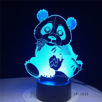 Mielas Panda 3D Naktį Šviesos Kūrybos Elektros Iliuzija 3d LED Lempos 7 Spalva Keičiasi USB touch Stalo Lempa vaiko Dovana AW-1643