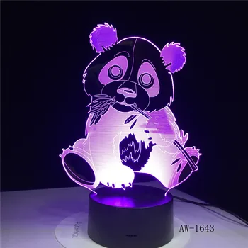 Mielas Panda 3D Naktį Šviesos Kūrybos Elektros Iliuzija 3d LED Lempos 7 Spalva Keičiasi USB touch Stalo Lempa vaiko Dovana AW-1643 Nuotrauka 2