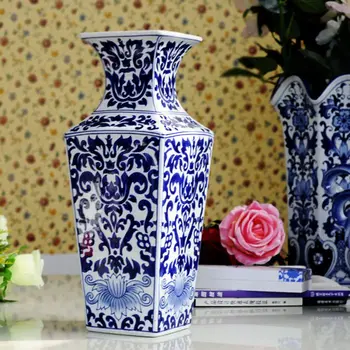 Vakarų stiliaus ranka-dažytos mėlynos ir baltos keramikos vaza gėlių Europos Namų Dekoravimo papuošalai papuošalai Jingdezhen porcelai