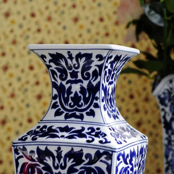 Vakarų stiliaus ranka-dažytos mėlynos ir baltos keramikos vaza gėlių Europos Namų Dekoravimo papuošalai papuošalai Jingdezhen porcelai Nuotrauka 2