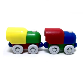 magnetinis traukinys yra suderinama su mediniai takeliai, Vaikų žaislas traukinio magnetai gali būti steplessly susijęs su magnetinio automobiliai Nuotrauka 2
