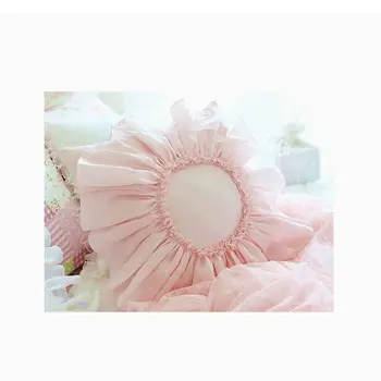 Pietų Korėja Smėlio spalvos rožinė plisuotos gėlių žiedlapių lotus lapų krašto pagalvė pagalvėlės sofos pagalvę, įskaitant pagrindinius Nuotrauka 2