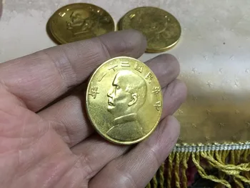 1932 m. Kinija - Respublikos-21 metai 1 Juanis - Sun Yat-sen 24k auksu kopijuoti monetos(type1) Nuotrauka 2