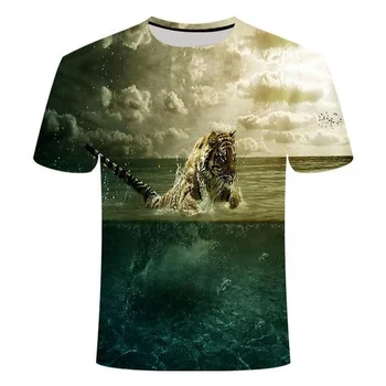 Vasarą Žuvų Lauko 3D Spausdinimo Vyrų Marškinėliai Cool Žvejybos O-Kaklo trumpomis Rankovėmis Atsitiktinis Negabaritinių Vyrų T-Marškinėliai Vyrams, Drabužiai Viršūnes Tee