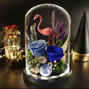 Naujųjų Metų Dirbtinio Džiovintų Gėlių Stiklo Kupolas Eternal Rose Namų Dekoro Su LED Šviesos Kalėdų, Valentino Gimtadienio Dovanos
