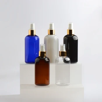 250ml Tuščias Purškimo Siurblio Plastikiniai Konteineriai, Odos Priežiūros, kūno Priežiūros Kosmetika PET Butelis Su Aukso apykaklės Purkštuvas Kvepalai