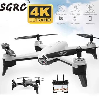SGRC SG106 Wifi RC Drone 4K 1080P 720P HD Dual Camera Optinio Srauto Oro Quadcopter FPV Drone Ilgas Baterijos veikimo laikas Žaislai Vaikams
