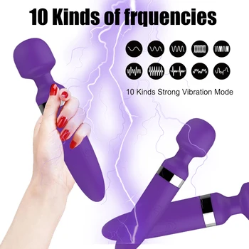 10 režimai Galingas AV Vibratoriai Įkrovimo Magic Wand Massager Clit Masažas moterų Masturbacija Silent Suaugusiųjų Sekso Žaislai Moterims