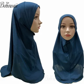 BOHOWAII Islamas Enfant Ramadanas Malda Vidinis Hijabs Malaizijos Musulmonų Mergina Akimirksniu Turbante variklio Dangčio Bžūp Vasaros Hidjab Musulman Femme