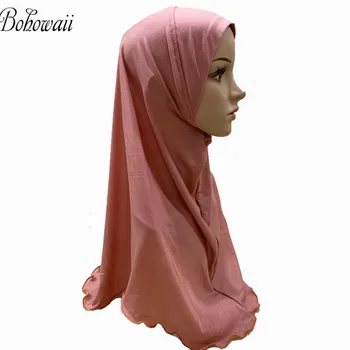 BOHOWAII Islamas Enfant Ramadanas Malda Vidinis Hijabs Malaizijos Musulmonų Mergina Akimirksniu Turbante variklio Dangčio Bžūp Vasaros Hidjab Musulman Femme Nuotrauka 2
