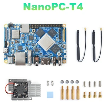 Nanopc-T4 Plėtros Valdybos+Šilumos Kriaukle RK3399 4G+16G EMMSP 2.4 G/5G Wifi, Dual Camera 4K Peržiūros Paleisti Android 10