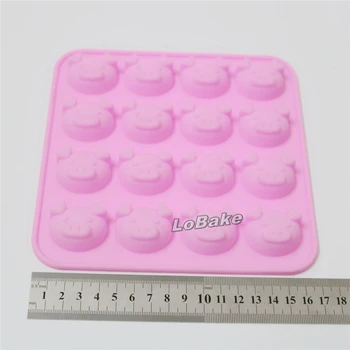 Naujausia 16 skyles 17.5*17.5*1.8 cm Mielas Kiaulių galvos animacinių filmų forma silikoninė guma minkšta plastiko tortas, saldainiai kepimo reikmenys stuff Nuotrauka 2