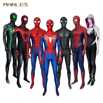 Žmogus-voras Tobey Maguire Kostiumas Raudona Juoda Cosplay Superhero Jumpsuit Helovinas Kostiumų Karnavalas Šalies Spandex Suaugusiems