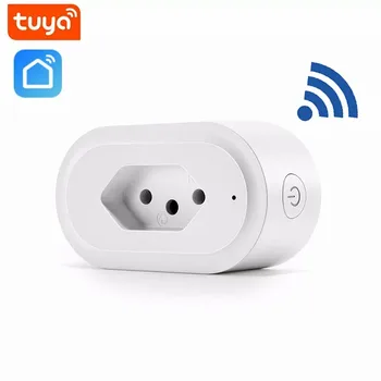 10A Tuya WiFi Brazilija Smart Plug Su Galios Stebėti, kištukinis Lizdas, Namų Automatikos Mobile/Valdymas Balsu Alexa, Google 