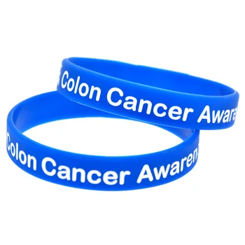 OBH 50PCS storosios Žarnos Vėžio Žinomumo Silikoninė Apyrankė Juoda ir Mėlyna Debossed Logotipas