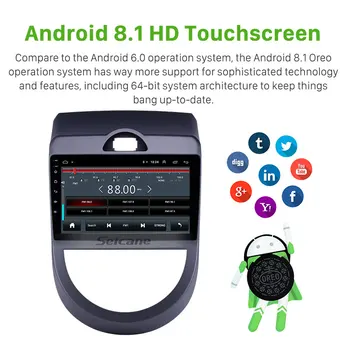 Seicane Android 8.1 9 colių 2Din Automobilio Radijo, GPS Navigacijos Galvos Vienetas Grotuvo Kia Soul 2010 m. 2011 m. 2012 m. 2013 m paramos DVR OBDII Nuotrauka 2