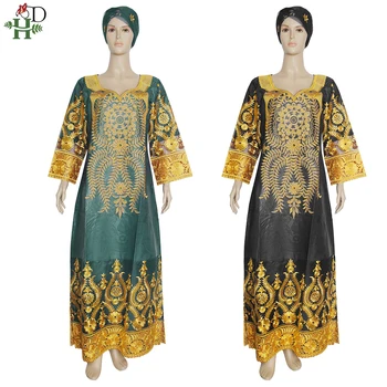 H&D Afrikos Suknelės Moterims Mados Naujų Afrikoje Apranga Siuvinėtų Nėrinių Suknelė Ankara Dashiki Plius Dydis Boubou Nigerijos Headtie