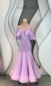 2022 Naujas Custom Pramoginių Šokių Konkurse Suknelė Violetinė Standartiniai Valsas Šokio Spektaklis Ilga Suknelė Tango Šokių Drabužius YS3999 Nuotrauka 2