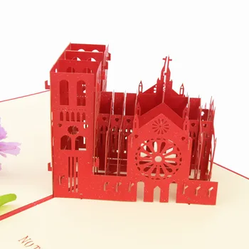 10vnt Notre Dame De Paris 3D trimatis Kūrybiškumą Lazerio Tuščiaviduriai Architektūros Popieriaus Drožyba Sveikinimo atvirukas