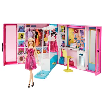 Originalias barbie Svajonių Spintą, Šviesiaplaukė Lėlė Žaislų Spinta Saugykla drabužių, batų keitimas namas žaislai mergaitėms, originali, prekės, dovanos