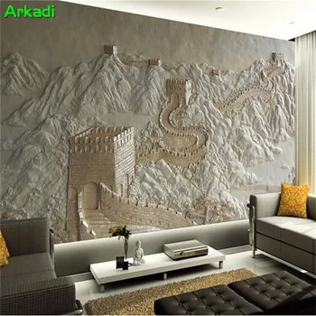 Great Wall Paramos Smiltainio Tapetai, 3D Sofa Hotel Restaurant Foną Kinų papročius Freskos