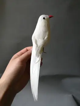 realiame gyvenime Paukščių baltos plunksnos dove paukščių modelis apie 22cm taikos paukštis, namų, sodo puošmena prop apdailos žaislą dovanų h1057