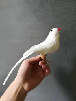 realiame gyvenime Paukščių baltos plunksnos dove paukščių modelis apie 22cm taikos paukštis, namų, sodo puošmena prop apdailos žaislą dovanų h1057 Nuotrauka 2