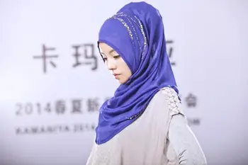 Mados Dizaino Šilko Lengva Nešioti Skarą Duobute Hijab Istamic Stiliaus Pilnas draudimas Musulmonišką Hidžabą Moterų KMS1407 Nuotrauka 2