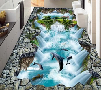 Beibehang Vonios kambarys 3D grindys aukštos raiškos vandens gamybos plaukiojantieji kalno delfinų 3D lauko dažymas, grindų sieniniai nuotrauka