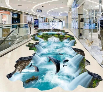 Beibehang Vonios kambarys 3D grindys aukštos raiškos vandens gamybos plaukiojantieji kalno delfinų 3D lauko dažymas, grindų sieniniai nuotrauka Nuotrauka 2