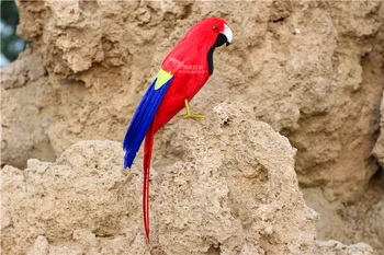 putų ir raudonos plunksnos papūga paukštis modelis didelis 32cm modeliavimas papūga etape prop amatų sodo puošmena dovana s2890