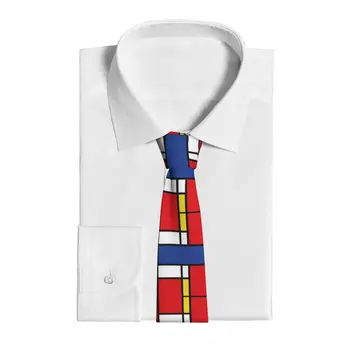 Kaklaraištis Vyrams Pop Art Mondrian Moder Blokai Poliesteris Šilko 8cm Minimalistinė De Stijl Mens Necktie Vestuvių Cravate Atostogų Kostiumas Nuotrauka 2