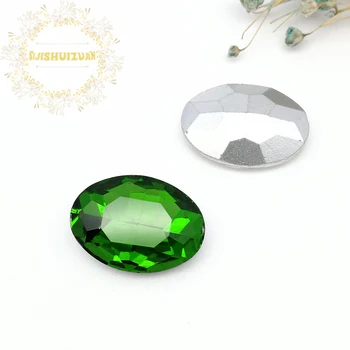 Mobilių Priedų Smaragdas Ovalo formos Kristalų, Stiklo Siuvimo Cirkonio Pointback 