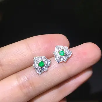 Nauji gamtinių smaragdo auskarai 925 sidabro madinga paprasta temperamentas ausų papuošalai paprastas ir dosnus auskarai