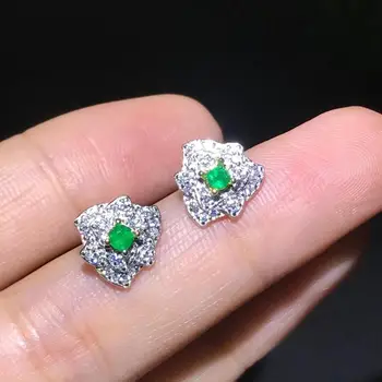 Nauji gamtinių smaragdo auskarai 925 sidabro madinga paprasta temperamentas ausų papuošalai paprastas ir dosnus auskarai Nuotrauka 2
