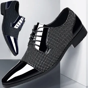 2022 Naujausias oksfordo bateliai vyrams prabanga lakinės odos vestuvių batai pažymėjo tne suknelė bateliai, klasikiniai derbies plius dydis-38-47