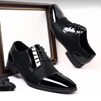 2022 Naujausias oksfordo bateliai vyrams prabanga lakinės odos vestuvių batai pažymėjo tne suknelė bateliai, klasikiniai derbies plius dydis-38-47 Nuotrauka 2
