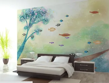 Custom 3D freskomis,Vaikų kambarys romantiška medžio papel de parede, kavos gyvenamasis kambarys su sofa-lova, TV wall Temą Kambario tapetai Nuotrauka 2