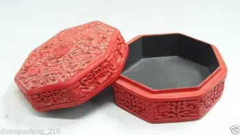 Kinijos Tradicinės Technologijos Raudona Lacquerware Gėlių & žuvis, laimingas Papuošalų Dėžutė