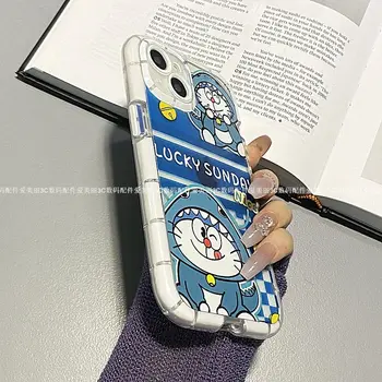 Doraemon baltos Šviesos prabanga telefono dėklas skirtas iPhone 11 12 Pro XR XS Max X 7 8 Plius 13 švyti Skaidrus, rubisafe Nuotrauka 2